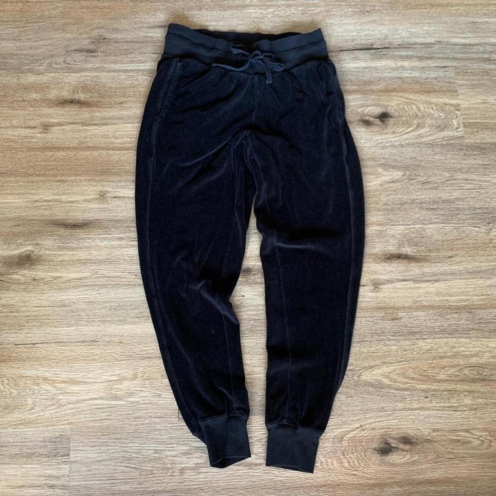Zella velour jogger sweatpant leggings in black -‎ size small womens